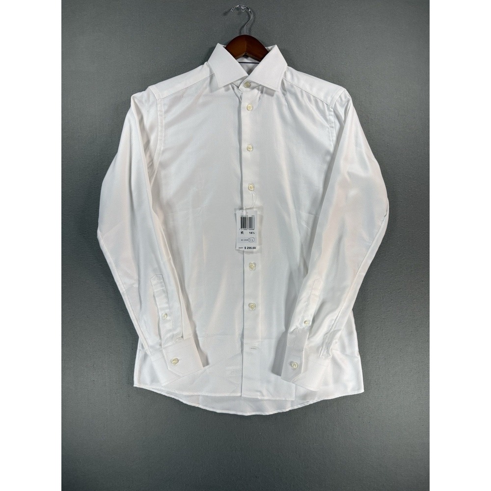 Eton Mens Slim Solid King Oxford Shirt White Sz 14.5 Long Sleeve Textured Button - Picture 1 of 10